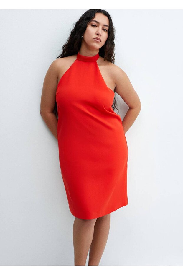 Sırtı açık halter elbise - 6