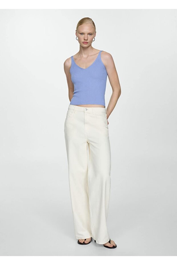 V yaka triko bluz - 2