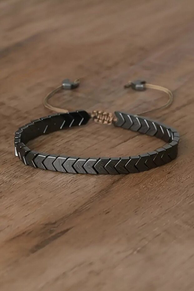 Natural Stone Bracelet Unisex Hematite Brown String