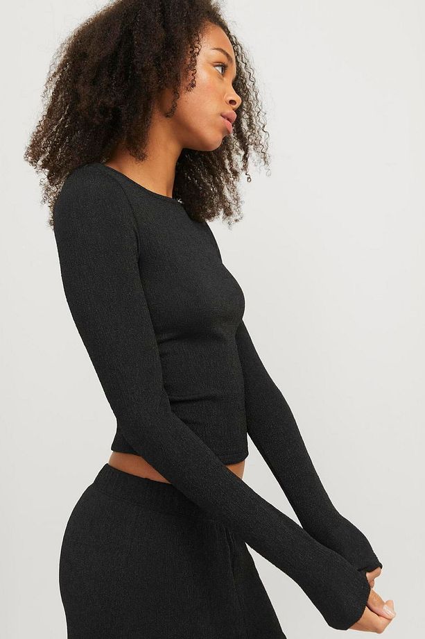 Kadın Uzun Kollu Crop Top - Sigga - 5