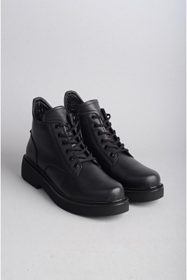 Seç 3701 Genuine Leather Women's Comfort Boots Black