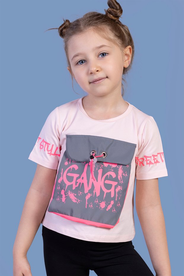 Girl's T-shirt with Reflective Pocket Detail