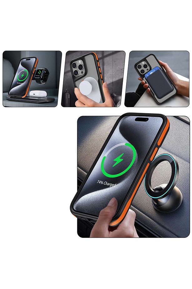 İphone 11 Pro Max Kılıf Köşe Korumalı Mat Magsafe Şarj Özellikli Kamera Yükseltili 3D Renkli Kenarlı - 5