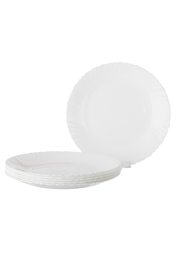 طبق مسطح سادة أبيض مقاس 25 سم - 1