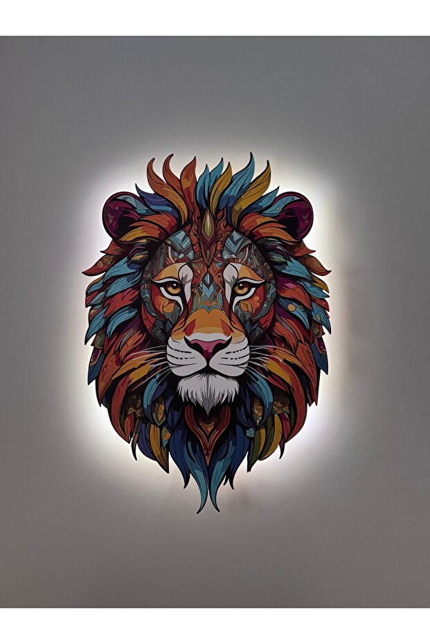 ديكور خشبي مطبوع بنمط عرقي أسد LED شمعدان إضاءة حائط 32*45