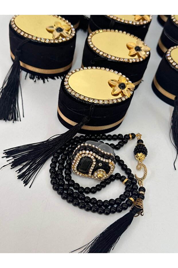 1 Piece of Zikirmatik and Tesbih Set in Velvet Box, Gift Dowry Holder, Bundle, Rosary