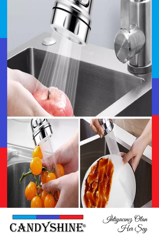 Elal 3 Function 360° Movable Faucet Head Saving Head Chrome - 5