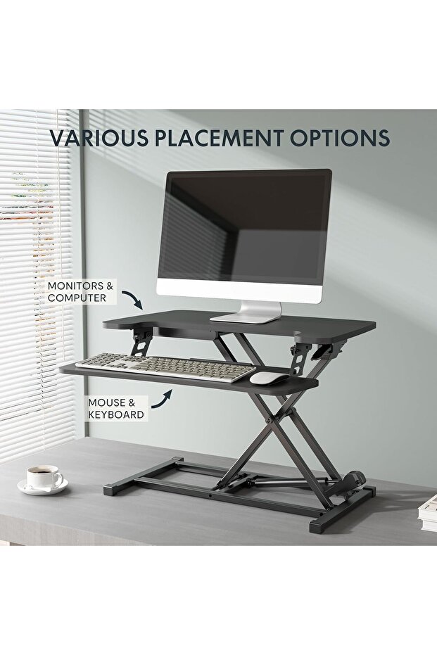 Flexispot Modern 28 Inch Height Adjustable Sit to Stand-up Desk with Keyboard Trey - Black - 5