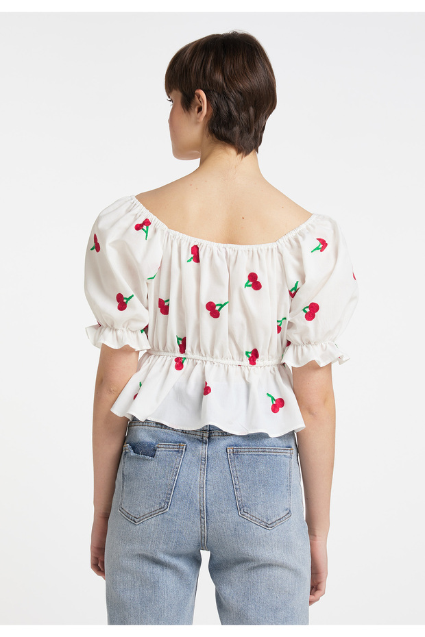 Bestickte Cropped-Bluse - 4