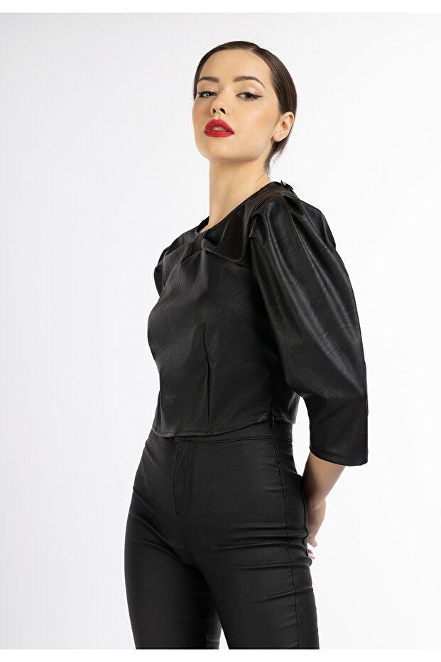Kunstleder Bluse - 3