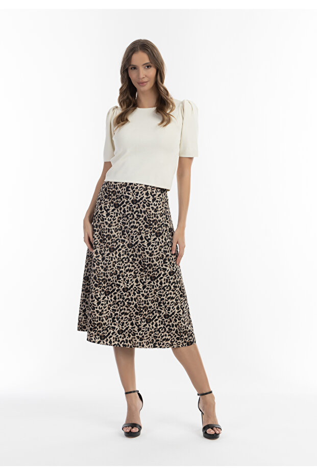 Midirock mit Leo-Print - 1