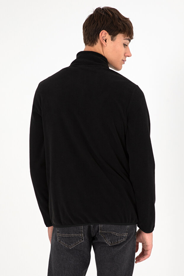 Erkek Siyah Basic Sweeatshirt-VR046 - 6
