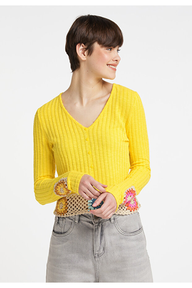 Pullover mit gehäkeltem Bund - 3