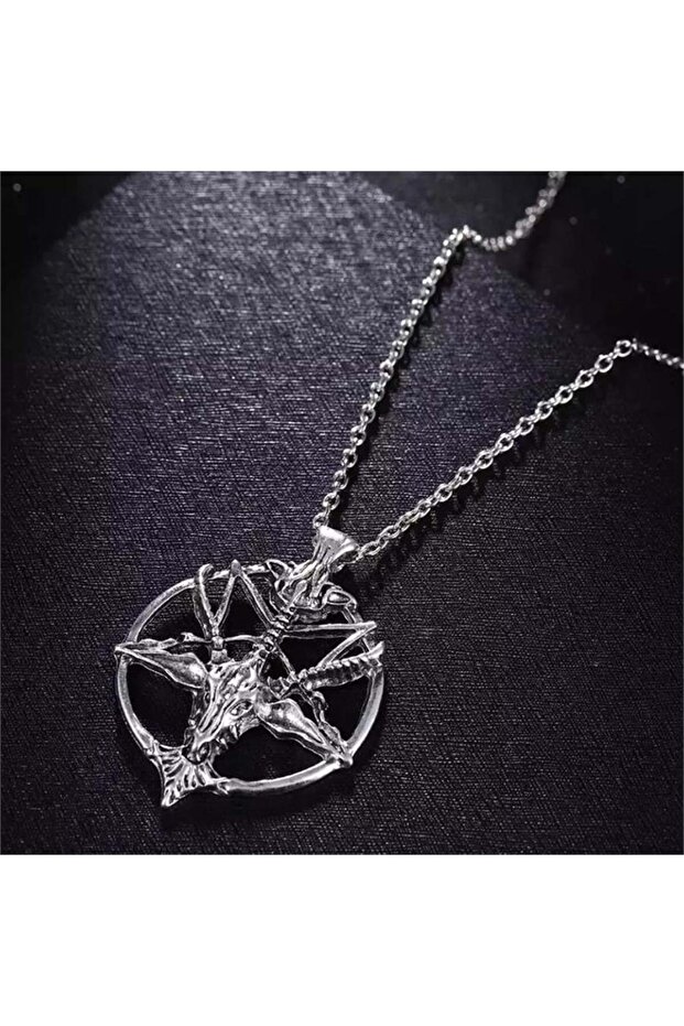 Gothic Goat Head Pentagram Kolye - 2