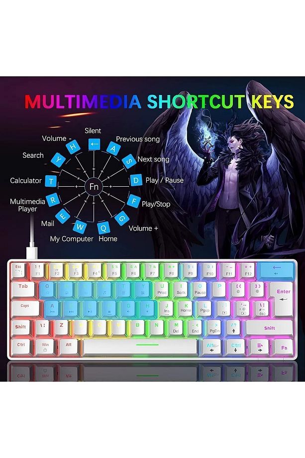 %60 Rgb Türkçe Q Beyaz App Uygulamalı Red Switch Kablolu Gaming Klavye Oyuncu Klavyesi - 4
