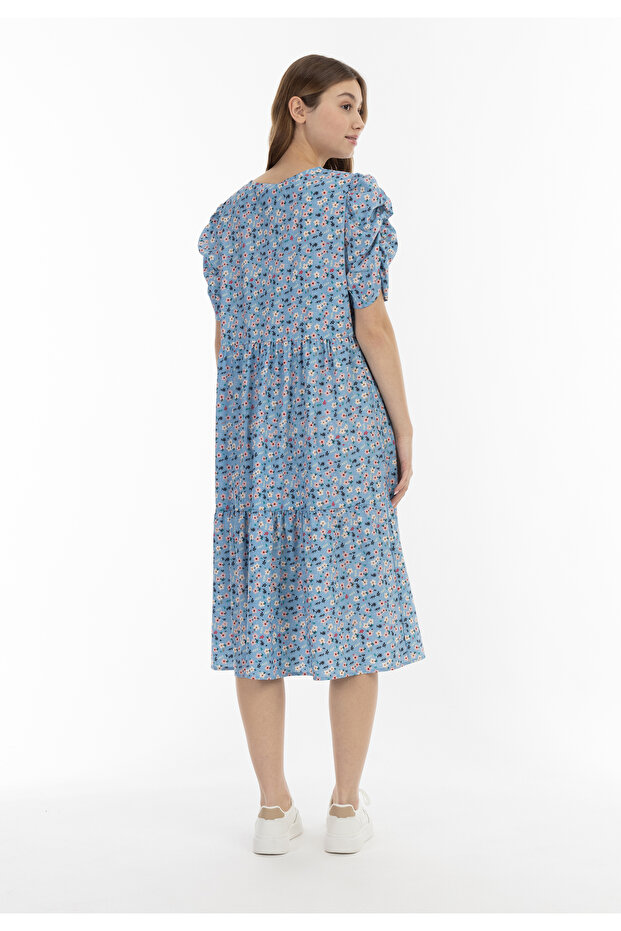 Midi Kurzarmkleid - 2