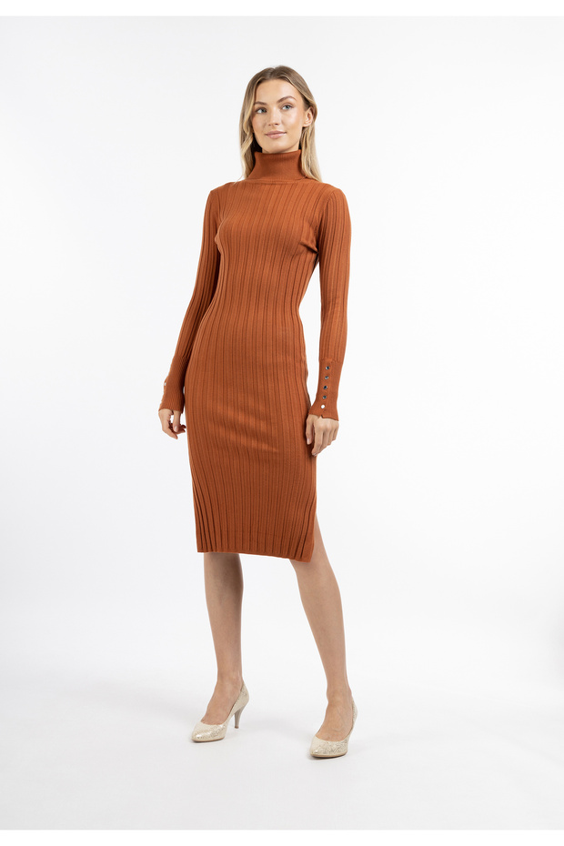 Strick Langarmkleid midi - 1