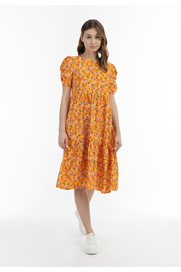 Midi Kurzarmkleid - 1