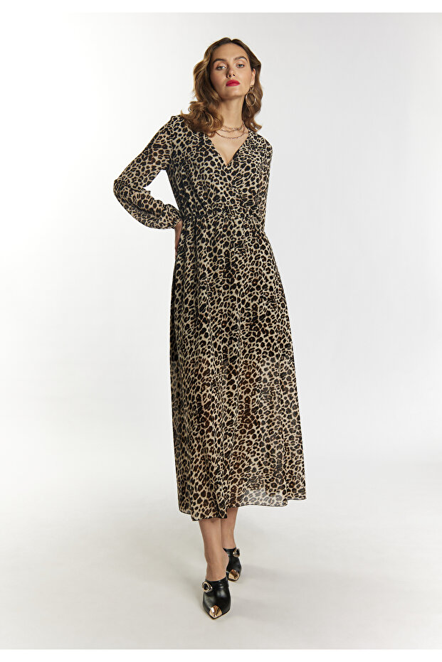 Maxikleid mit Leoprint - 1
