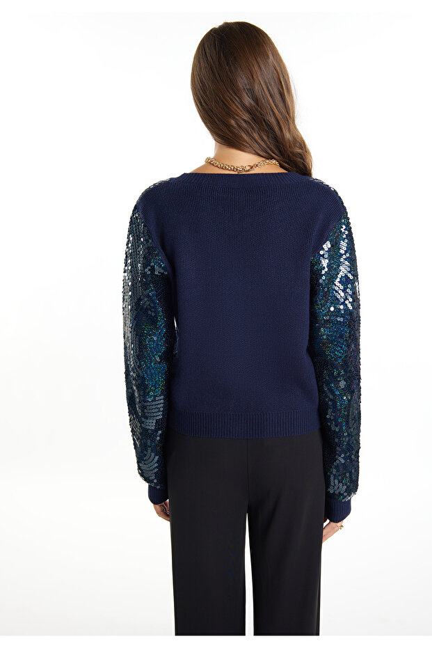 Strickjacke mit Pailletten - 4