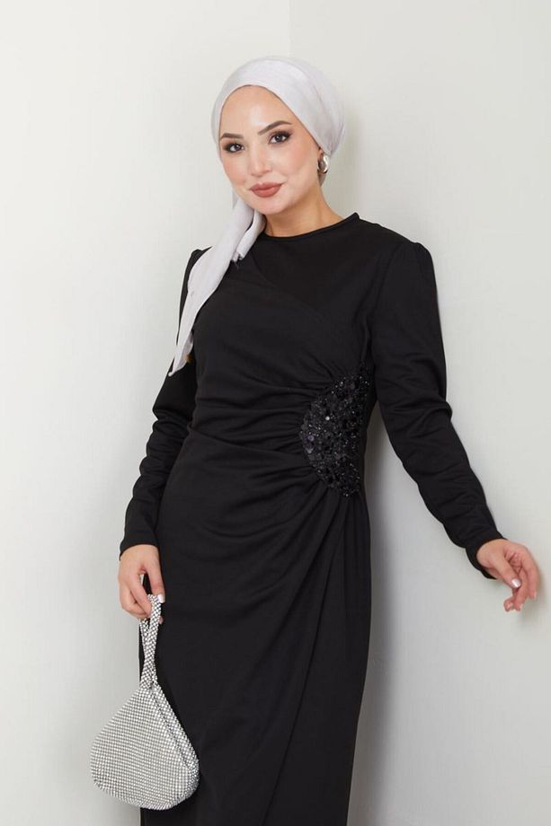 Abiye Moda Pullu Uzun Tesettür Abiye Elbise 2743 - 6