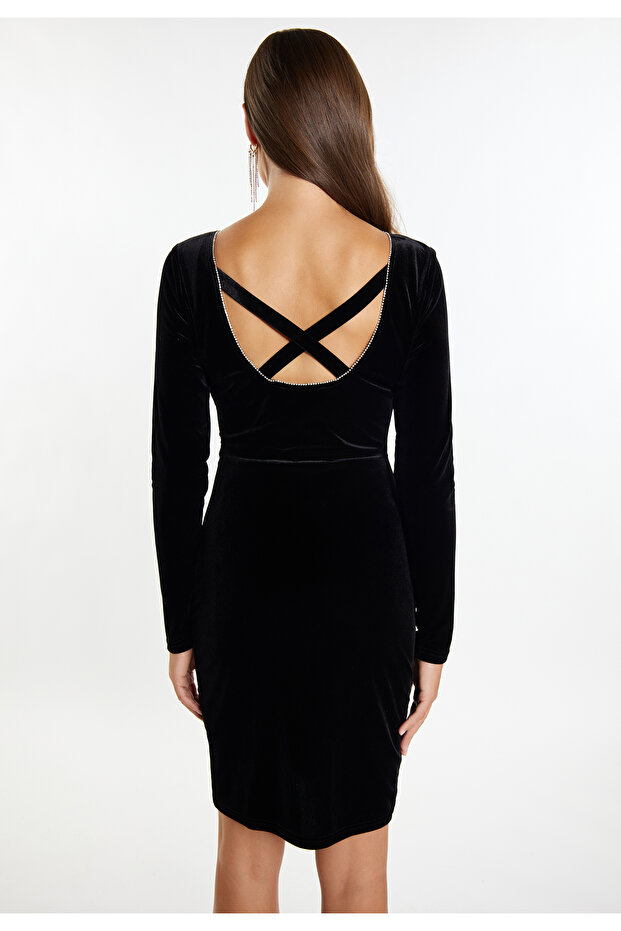 Samtkleid mit Strass - 4