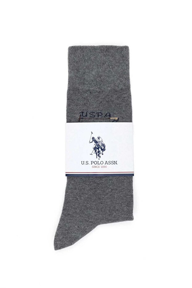 U.S. Polo Assn. Men's Woven Fabric Gray Black Navy 5 Pcs Socks