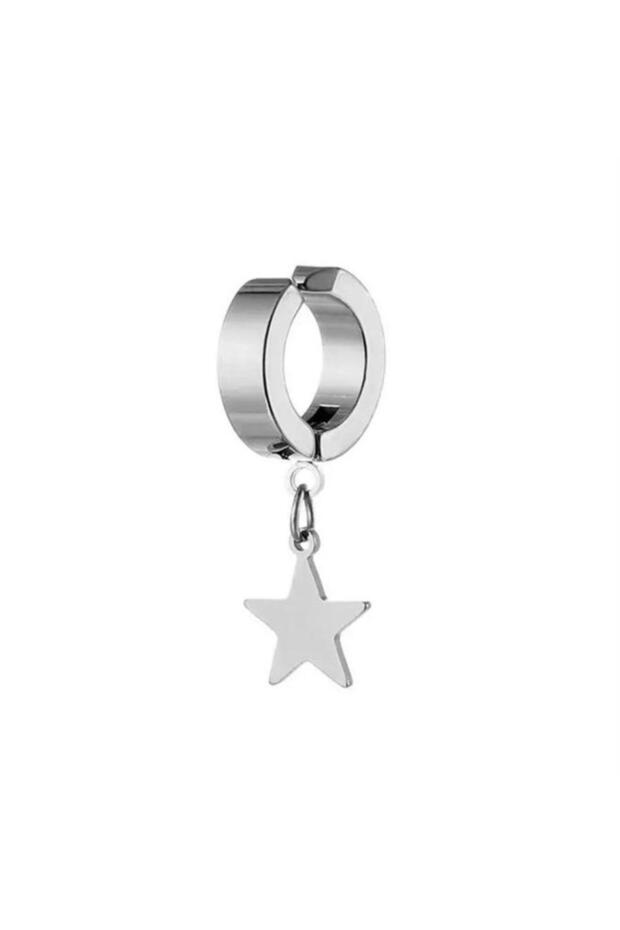 Silver Dangle Star Single Earrings - 2