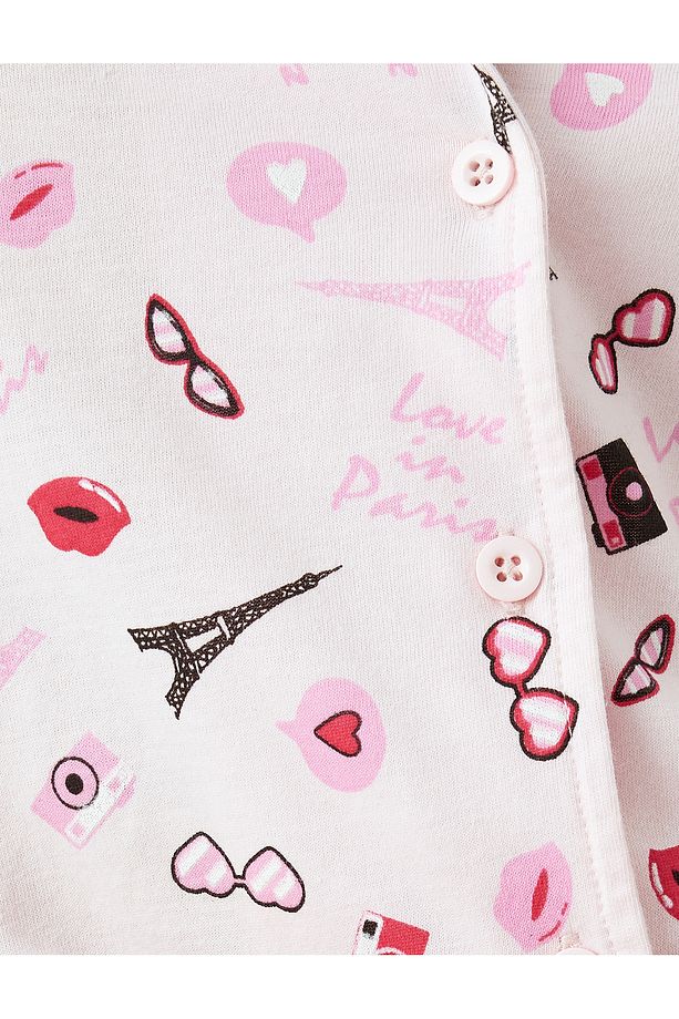 Örme Paris Temalı Kalpli Şortlu Pijama Takımı - 6