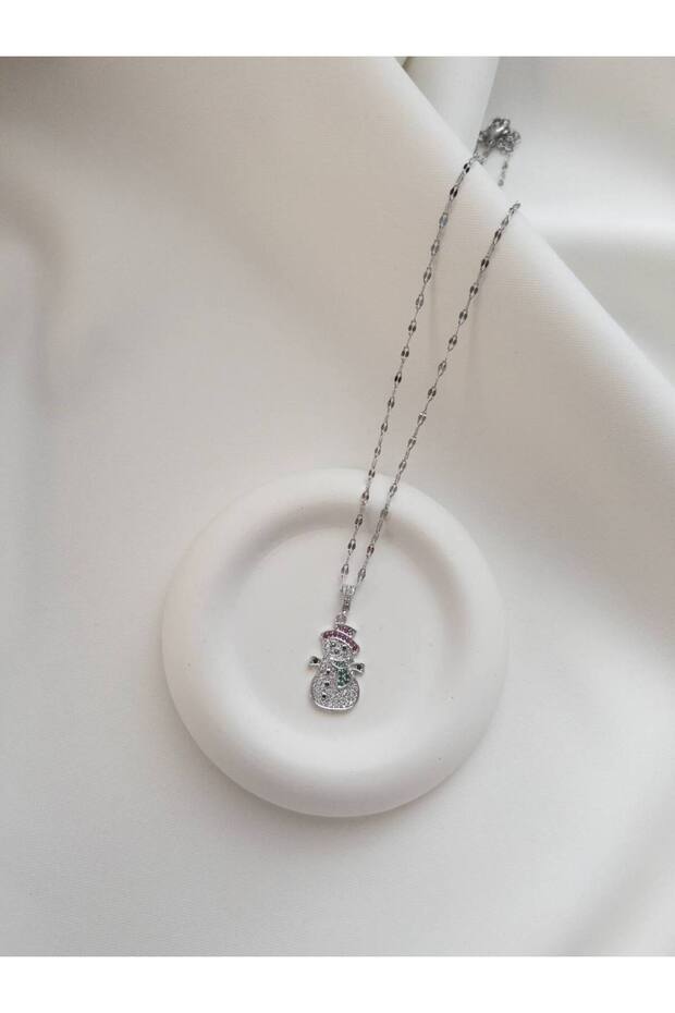 Steel Necklace - Steel Snowman Necklace - Steel Christmas Necklace