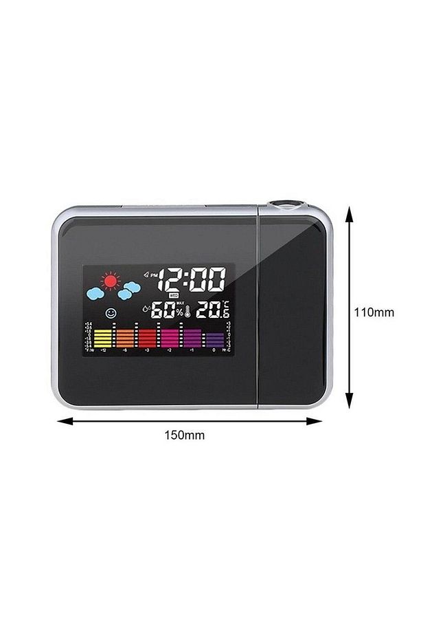 Projektörlü Lcd Ekranlı Dijital Masa Saati Yansıtmalı Tarih Derece Nem - 8