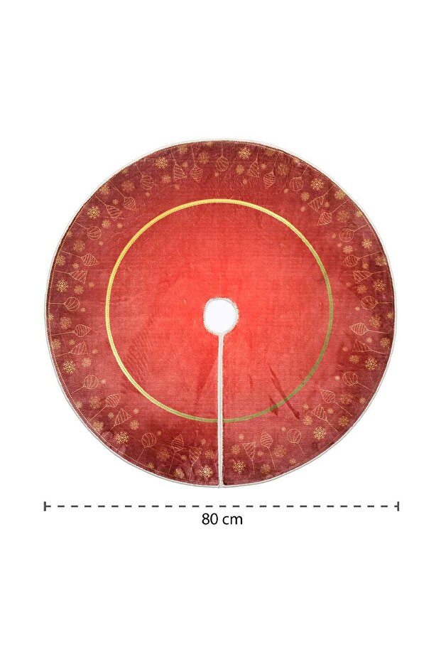 Yılbaşı Ağacı Altı Örtüsü, Çam Ağacı Ayak Halısı Örtüsü, Çamlı Desen, Dokuma Taban 100x100 Cm - 3