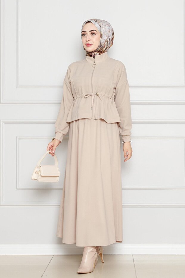 Beli Tunnel Skirt Suit-Beige