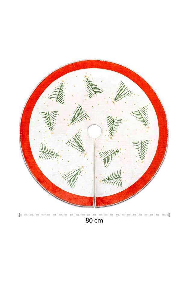 Yılbaşı Ağacı Altı Örtüsü, Çam Ağacı Ayak Halısı Örtüsü, Çamlı Desen, Dokuma Taban 100x100 Cm - 4