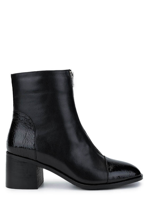 Women's Genuine Leather Black Heeled Boots