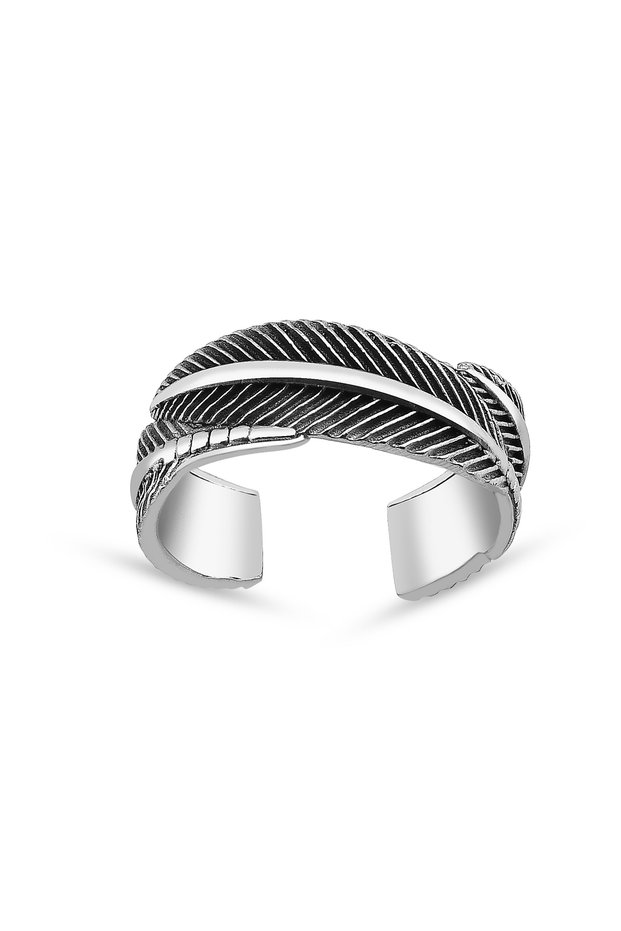 Feather Pattern Adjustable Men's Ring