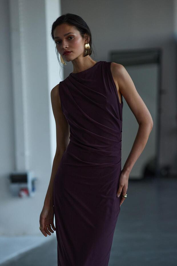 Drapeli Tül Elbise - 1