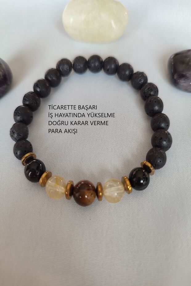 Certified Smoky Quartz, Citrine, Hematite Natural Stone Bracelet