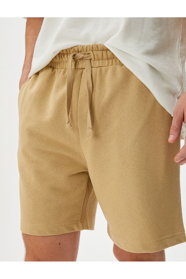 Basic Dokuma Şort Beli Bağcıklı Cep Detaylı - 5