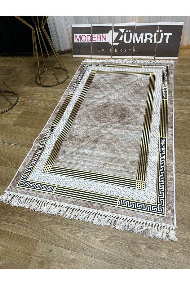 Dijital Baskılı Makinede Yıkanabilir Dot Taban Halı Talia Kahve - 4