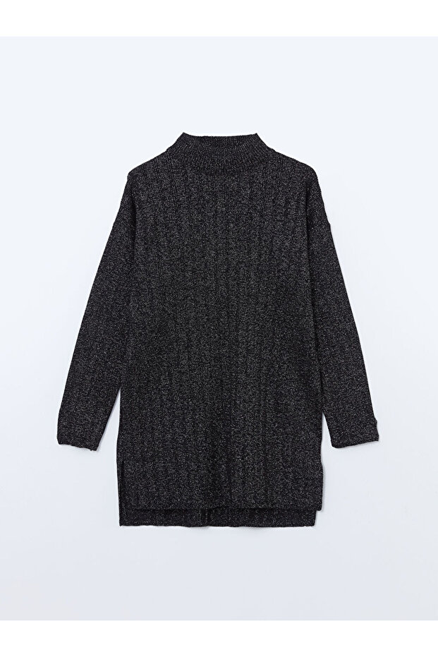 LCW Modest Yarım Balıkçı Yaka Parlak Görünümlü Kadın Triko Tunik - 1