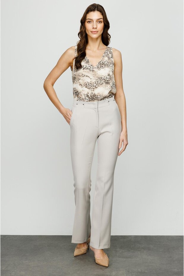 İspanyol Paça Süs Düğmeli Pantolon - 4