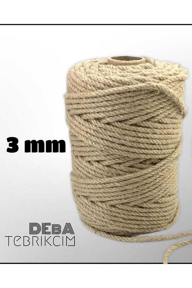3 mm 100 Metre Jüt Halat Ip Dekoratif Hasır Ip Kendir - 2