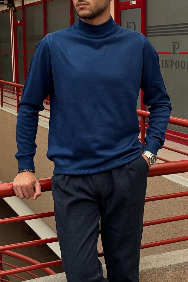 Men's, Slim-Fit, Old Money, Half-Neck Knit Sweater