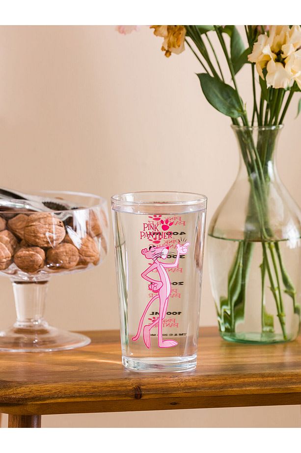 LCWK Pembe Panter Baskılı Cam Su Bardağı 500 Ml - 1