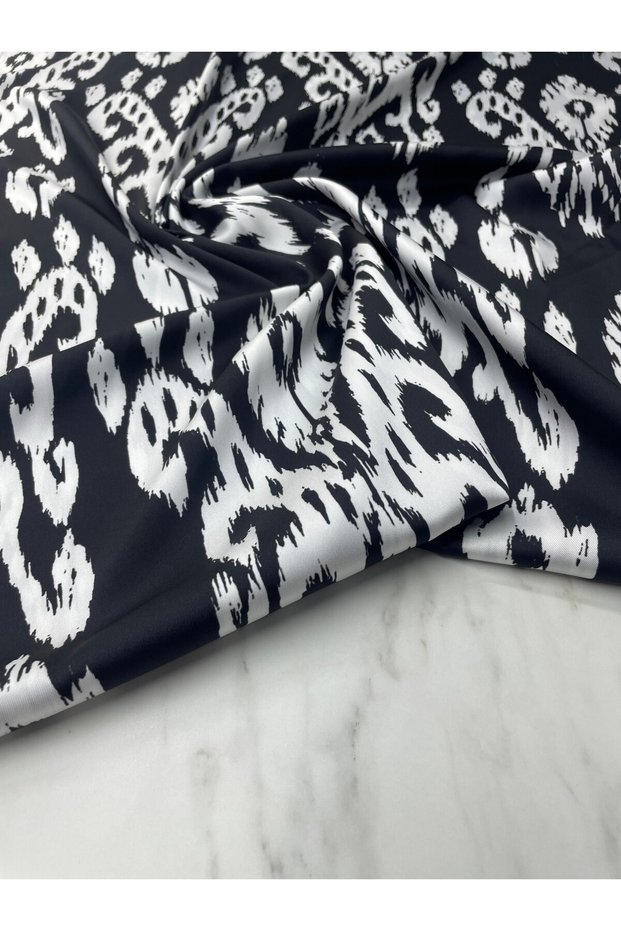 Black Ikat Pattern Dressmaking Shirtmaking Tivil Satin Fabric Our Product Is Sold by Pieces 1 Piece Is 1 Meter