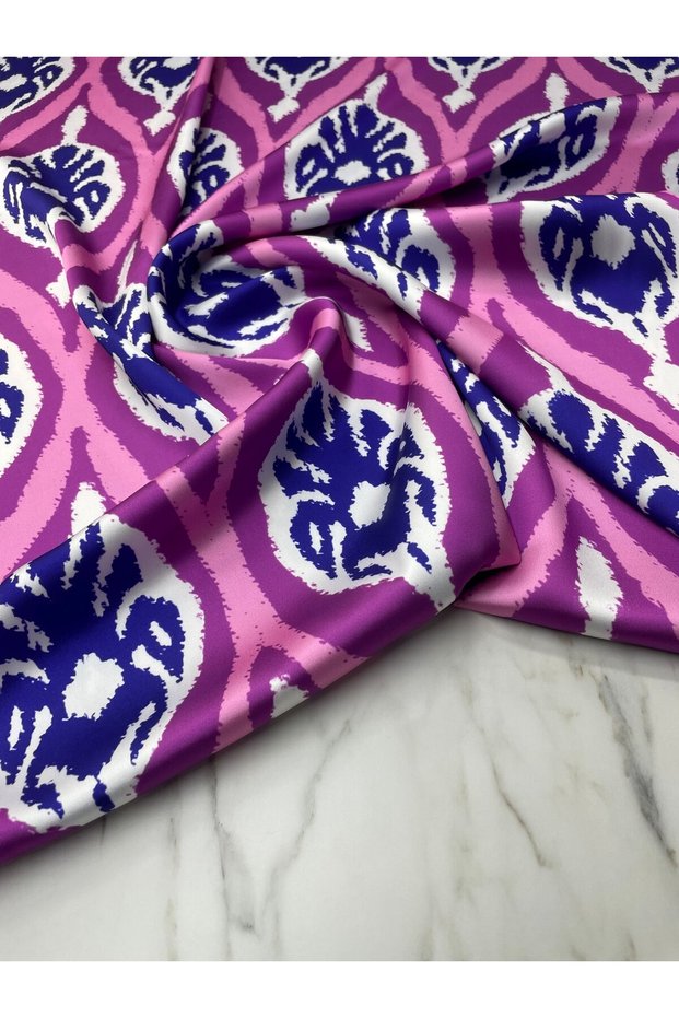 Pink Ikat Pattern Dressmaking Shirtmaking Tivil Satin Fabric Our Product Is Sold by Pieces 1 Piece Is 1 Meter