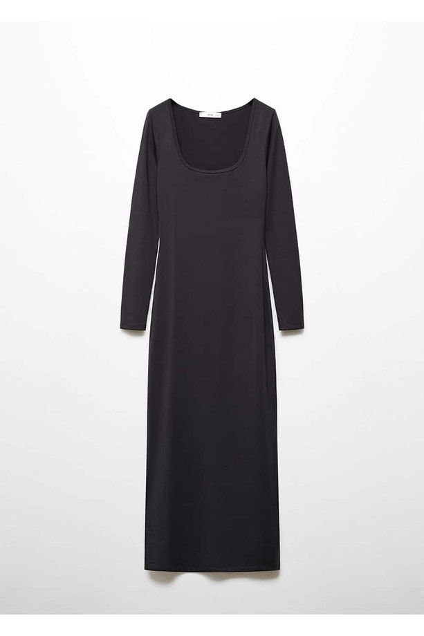 Dekolteli midi elbise - 3