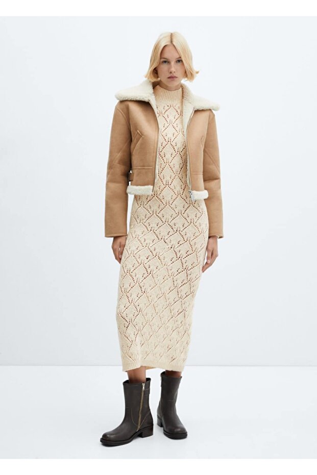 Ajur detaylı örgü elbise - 2