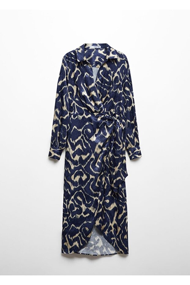 Desenli düğümlü elbise - 3